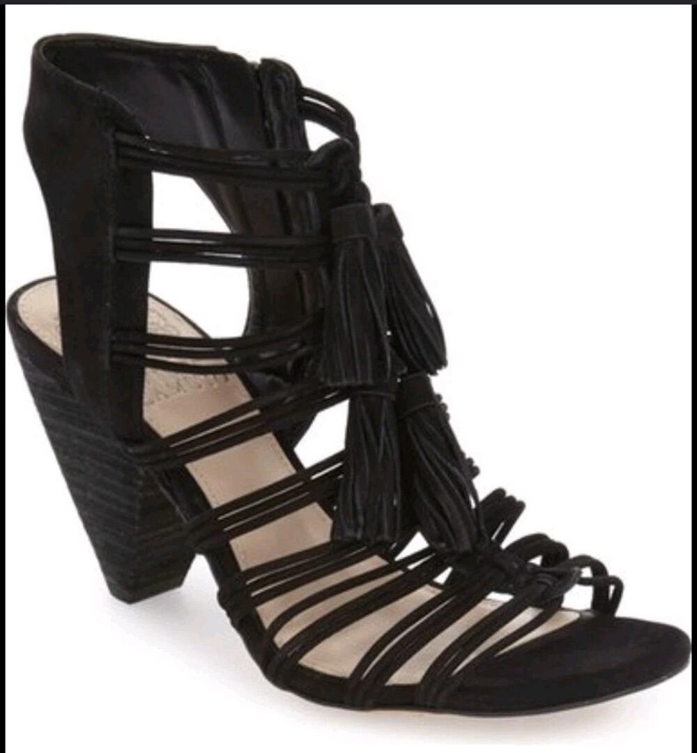 NWOB‎ Vince Camuto Edola Heeled Gladiator Peep Toe Sz 7.5 Ankle Zip #008